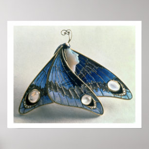 Póster Pendiente de Art Nouveau en forma de mariposa, c.1