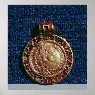 Póster Pendiente de oro en forma de moneda