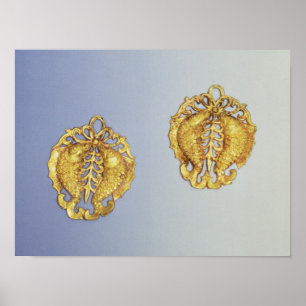 Póster Pendientes chinos, oro de 17 quilates chapados