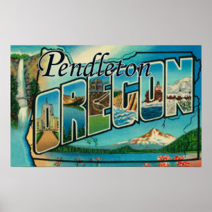 Póster Pendleton, Oregon - escenas grandes de la letra