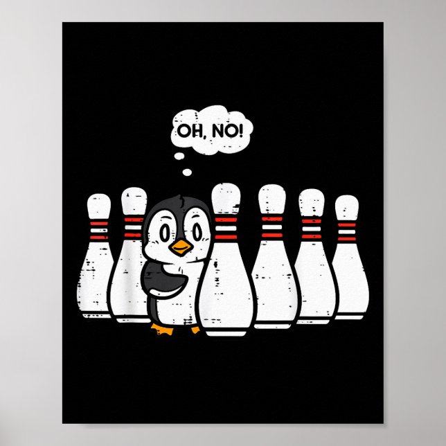 Póster Penguin Bowling Ns Oh No Funny Bowler Player Men W (Frente)