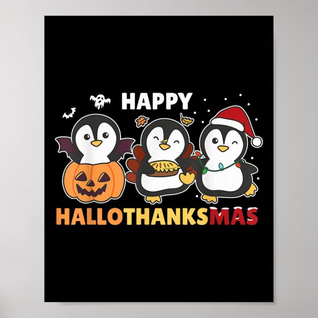 Póster Penguin Christmas Halloween Costume Happy Hallotha (Frente)