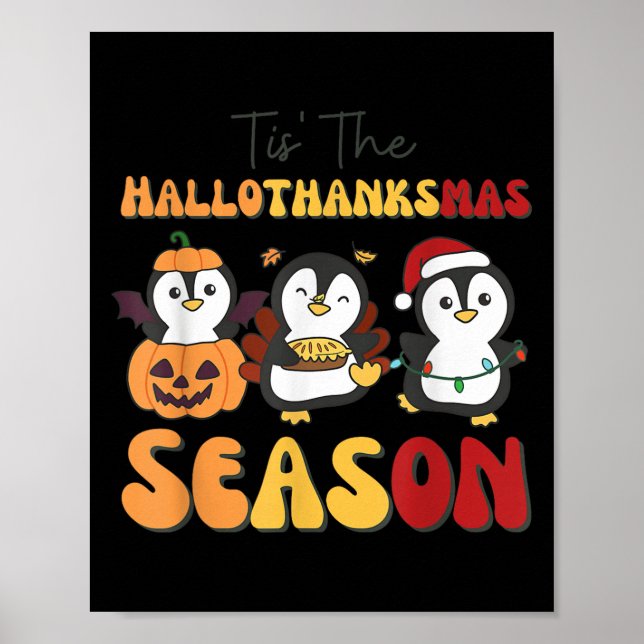 Póster Penguin Christmas Halloween Tis' The Hallothanksma (Frente)
