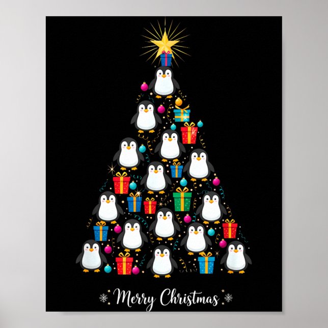 Póster Penguin Christmas Tree Xmas Day Holiday Men &amp;  (Frente)