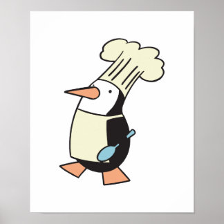 Póster penguin, un cocinero tonto