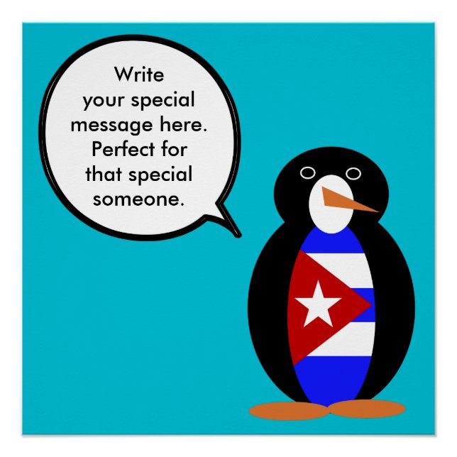 Póster Pengüino Cubano Parlante Personalizado  (Anverso)