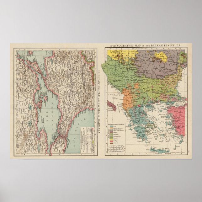 Póster Península de Etnog Balkan, Constantinopla (Frente)