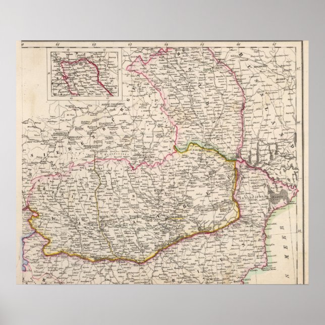 Póster Península de los Balcanes, Turquía, Rumania (Frente)