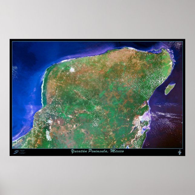 Póster Península de Yucatán, poster satelital de México (Frente)