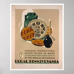 Póster Pennsylvania colonial WPA 1940