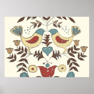 Póster Pennsylvania Dutch Amish Hex Rótulo Bird Americana