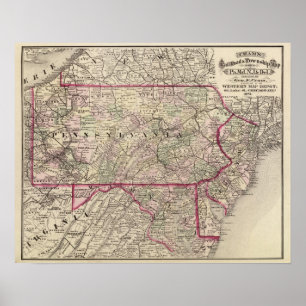 Póster Pennsylvania, Maryland, New Jersey, Delaware