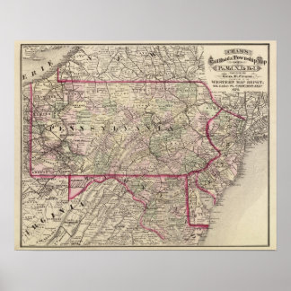 Póster Pennsylvania, Maryland, Nueva Jersey, Delaware