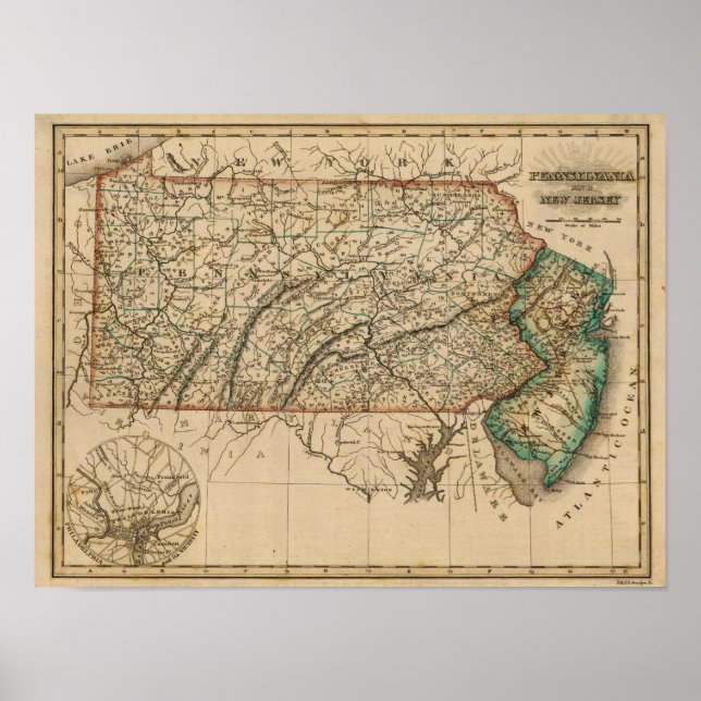 Póster Pennsylvania, Nueva Jersey (Frente)