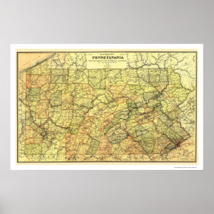Póster Pennsylvania Railroad Map 1895