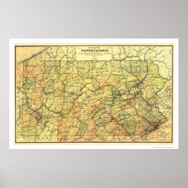 Póster Pennsylvania Railroad Map 1895 (Frente)