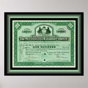 Póster Pennsylvania Railway Company ~ Certificado de exis