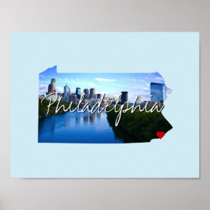 Póster Pennsylvania State Photo Insert y nombre de la ciu