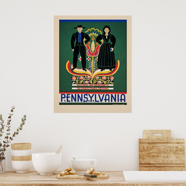 Póster Pennsylvania, vintage travel poster, (Cocina)