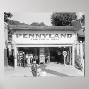 Póster Penny Arcade, 1928. Foto antigua