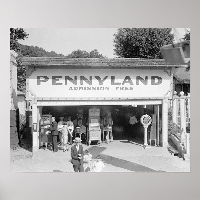 Póster Penny Arcade, 1928. Foto antigua (Frente)