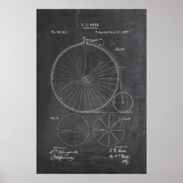 Póster Penny Farthing Bicycle Blueprint