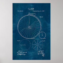 Póster Penny Farthing Bicycle Blueprint