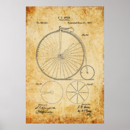 Póster Penny Farthing Bicycle Blueprint