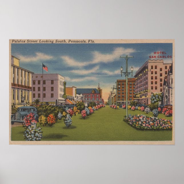 Póster Pensacola, FL - South View of Palafox (Frente)
