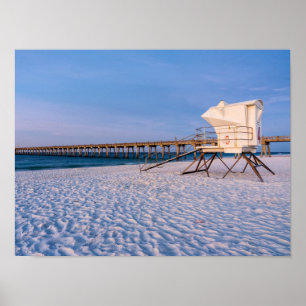 Póster Pensacola Morning Lifeguard Stand Y Pier Poster