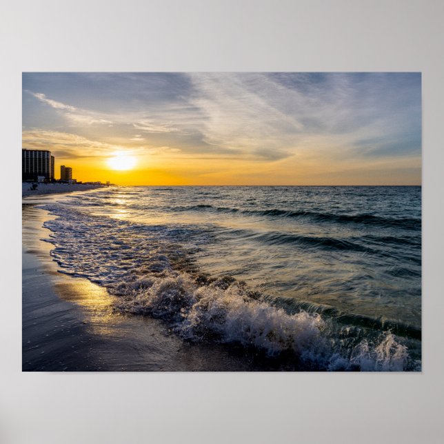 Póster Pensacola Splashing Waves Sunrise Poster (Frente)