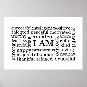 Póster Pensamiento positivo audaz que soy afirmaciones