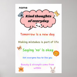 Póster Pensamientos amables todos los días