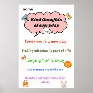 Póster Pensamientos amables todos los días