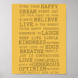 Póster Pensamientos positivos Palabras Inspiradoras