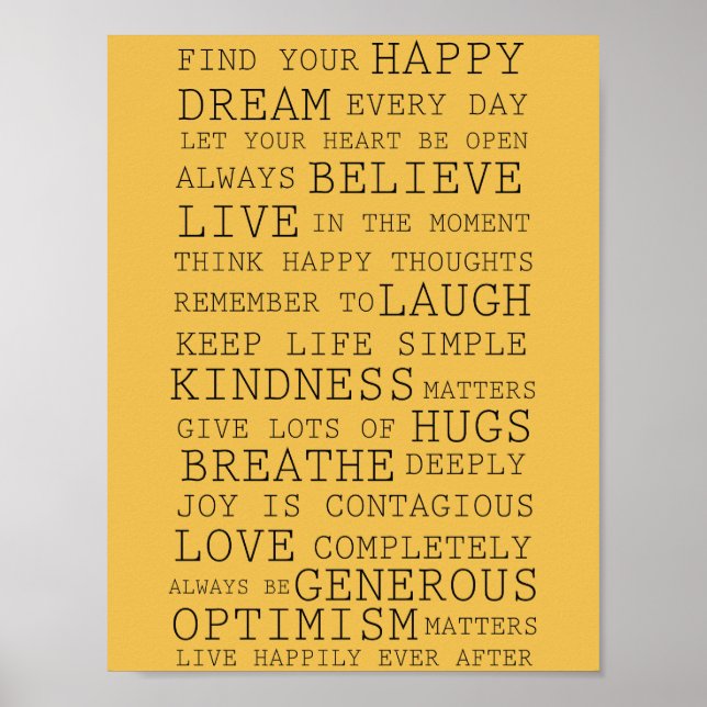 Póster Pensamientos positivos Palabras Inspiradoras (Frente)