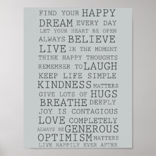 Póster Pensamientos positivos Palabras Inspiradoras