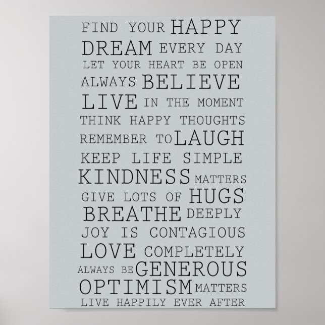 Póster Pensamientos positivos Palabras Inspiradoras (Frente)