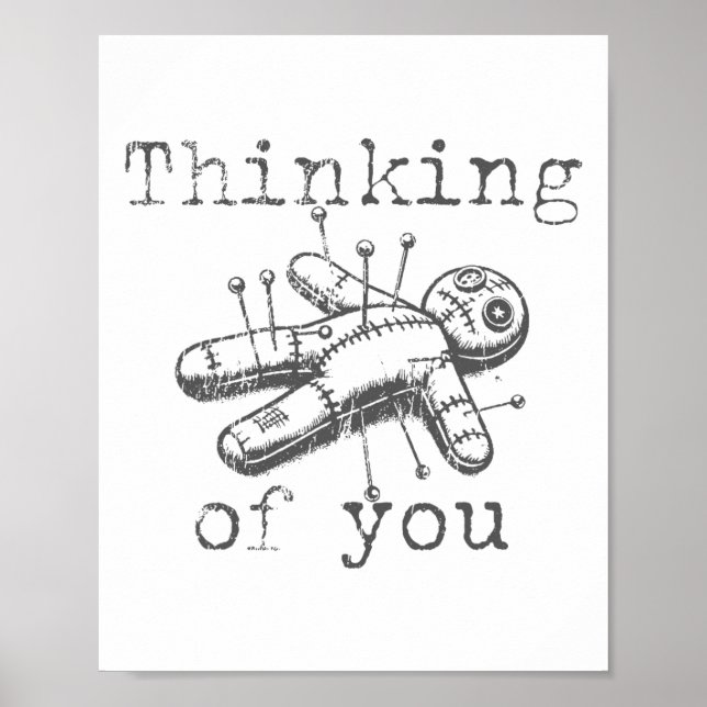 Póster Pensando En Usted Voodoo Doll Gracioso Halloween 2 (Frente)