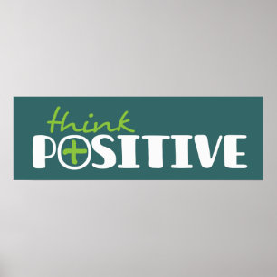 Póster Pensar en el poster verde largo gráfico positivo
