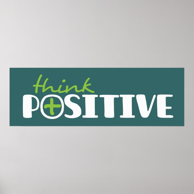 Póster Pensar en el poster verde largo gráfico positivo (Frente)