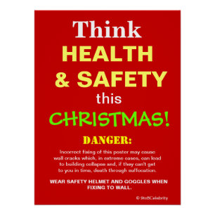 Póster Pensar en salud y seguridad Este Navidad Chiste Ró