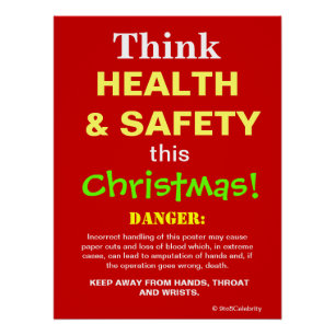 Póster Pensar en salud y seguridad Este Navidad el Rótulo
