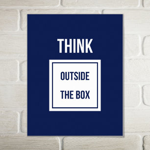 Póster Pensar fuera de la caja azul motivacional