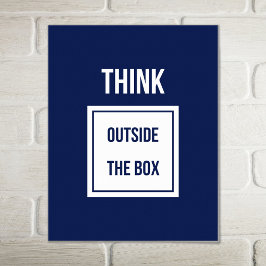 Póster Pensar fuera de la caja azul motivacional