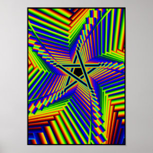 Póster pentáculo girante 3 del arco iris