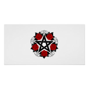 Póster Pentagram con rosas rojas