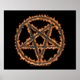 Póster Pentagram invertido ardiendo