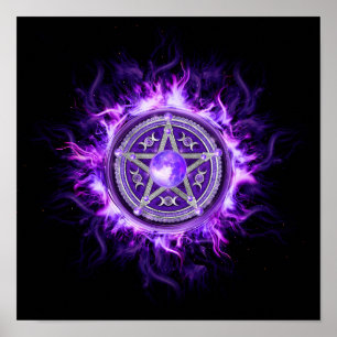 Póster Pentagrama morado lunar