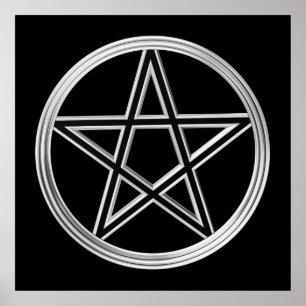 Póster Pentagrama plateado
